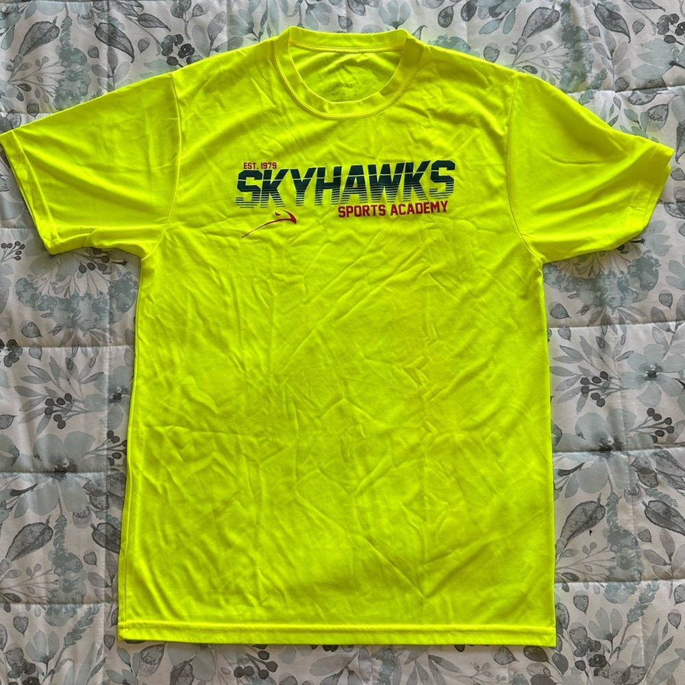 Skyhawks NEON Yellow Camp T Shirt - Adult Medium - Moisture Management